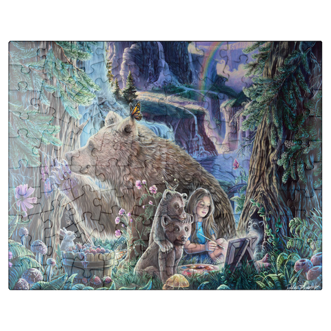 puzzleplate Inner Peace Brown Bears at waterfall - Dakota Daetwiler 100 Jigsaw Puzzle
