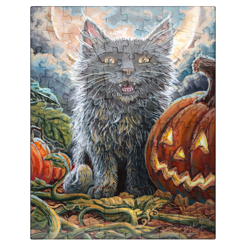 puzzleplate Spooky Kitty, Black Cat Halloween - Dakota Daetwiler 100 Jigsaw Puzzle