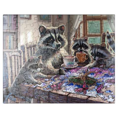 puzzleplate Raccoon family Time - Dakota Daetwiler 100 Jigsaw Puzzle