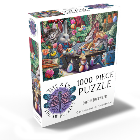 Easter Egg Painting w/ Bunnies kitten ducks - Dakota Daetwiler 1000 Jigsaw Puzzle box view2