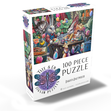 Easter Egg Painting w/ Bunnies kitten ducks - Dakota Daetwiler 100 Jigsaw Puzzle box view2