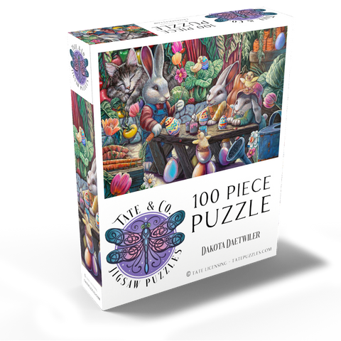 Easter Egg Painting w/ Bunnies kitten ducks - Dakota Daetwiler 100 Jigsaw Puzzle box view2