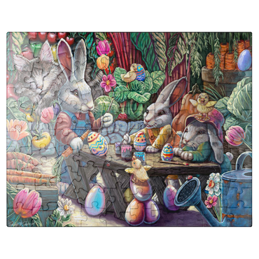 puzzleplate Easter Egg Painting w/ Bunnies kitten ducks - Dakota Daetwiler 100 Jigsaw Puzzle