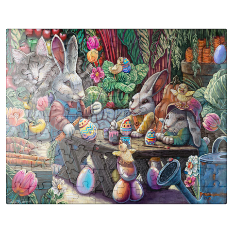 puzzleplate Easter Egg Painting w/ Bunnies kitten ducks - Dakota Daetwiler 100 Jigsaw Puzzle