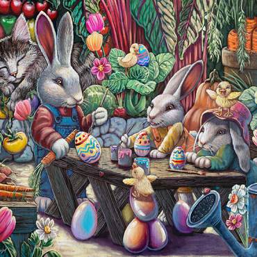 Easter Egg Painting w/ Bunnies kitten ducks - Dakota Daetwiler 100 Jigsaw Puzzle 3D Modell