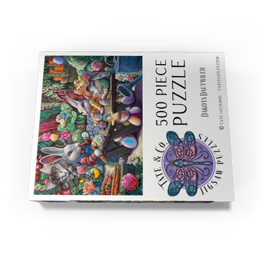 Easter Egg Painting w/ Bunnies kitten ducks - Dakota Daetwiler 500 Jigsaw Puzzle box view3