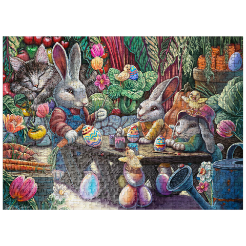puzzleplate Easter Egg Painting w/ Bunnies kitten ducks - Dakota Daetwiler 500 Jigsaw Puzzle