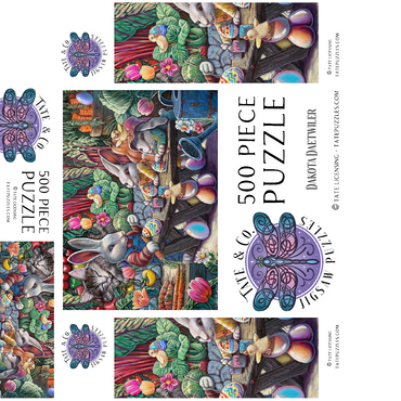 Easter Egg Painting w/ Bunnies kitten ducks - Dakota Daetwiler 500 Jigsaw Puzzle box 3D Modell