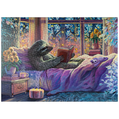 puzzleplate Relaxing Sloth Reading - Dakota Daetwiler 1000 Jigsaw Puzzle