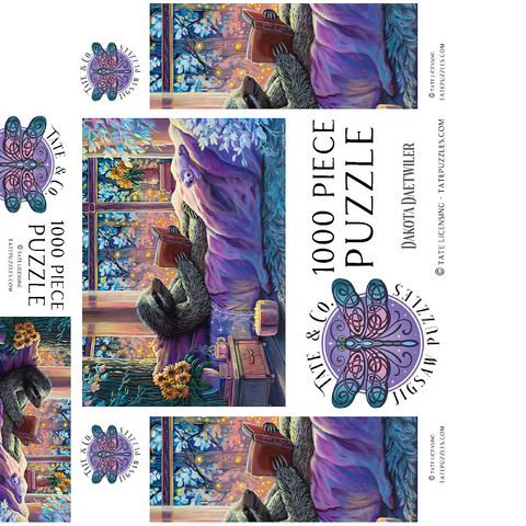 Relaxing Sloth Reading - Dakota Daetwiler 1000 Jigsaw Puzzle box 3D Modell