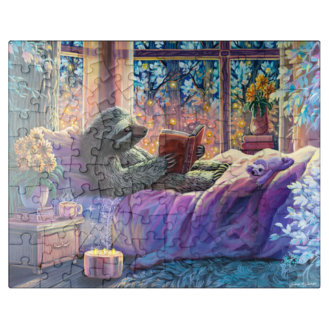 puzzleplate Relaxing Sloth Reading - Dakota Daetwiler 100 Jigsaw Puzzle