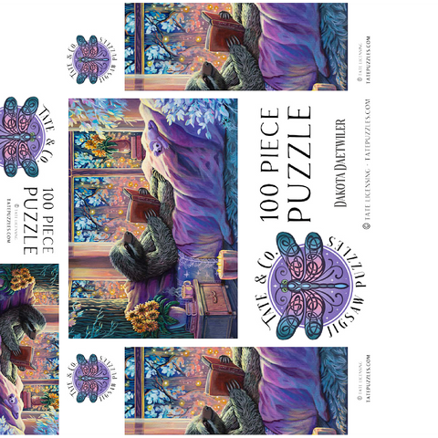 Relaxing Sloth Reading - Dakota Daetwiler 100 Jigsaw Puzzle box 3D Modell