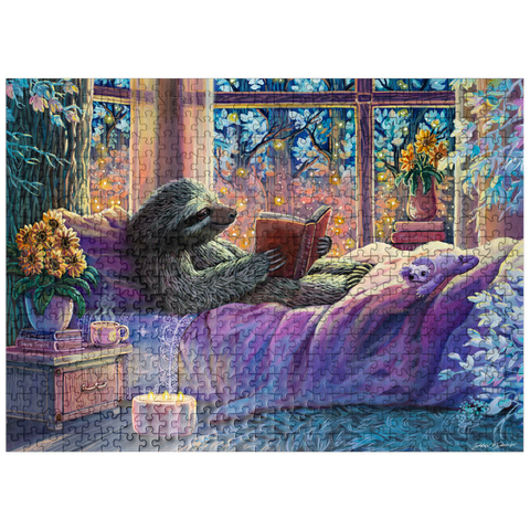 puzzleplate Relaxing Sloth Reading - Dakota Daetwiler 500 Jigsaw Puzzle