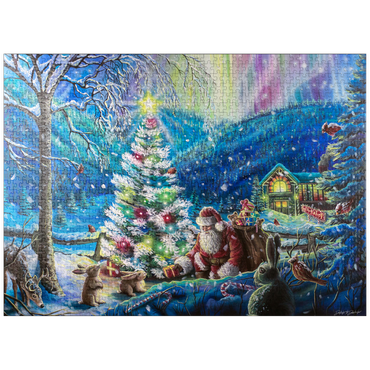 puzzleplate Christmas Tree with Santa & northern lights - Dakota Daetwiler 1000 Jigsaw Puzzle