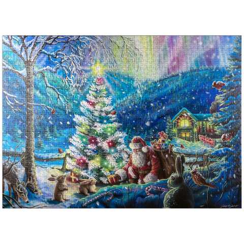 puzzleplate Christmas Tree with Santa & northern lights - Dakota Daetwiler 1000 Jigsaw Puzzle