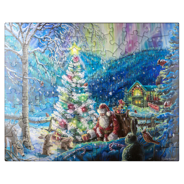 puzzleplate Christmas Tree with Santa & northern lights - Dakota Daetwiler 100 Jigsaw Puzzle