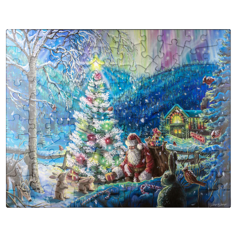 puzzleplate Christmas Tree with Santa & northern lights - Dakota Daetwiler 100 Jigsaw Puzzle