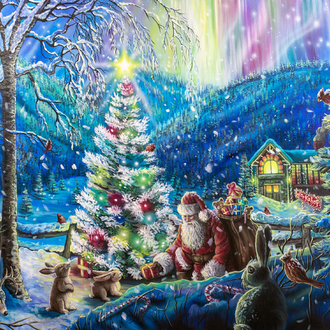 Christmas Tree with Santa & northern lights - Dakota Daetwiler 100 Jigsaw Puzzle 3D Modell