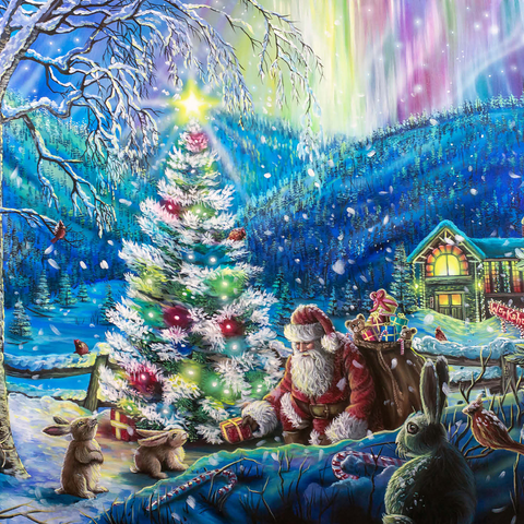 Christmas Tree with Santa & northern lights - Dakota Daetwiler 500 Jigsaw Puzzle 3D Modell