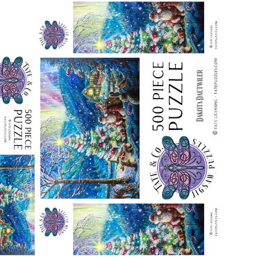 Christmas Tree with Santa & northern lights - Dakota Daetwiler 500 Jigsaw Puzzle box 3D Modell