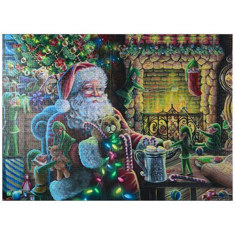 puzzleplate Christmas Mischief, Santa and elves - Dakota Daetwiler 1000 Jigsaw Puzzle