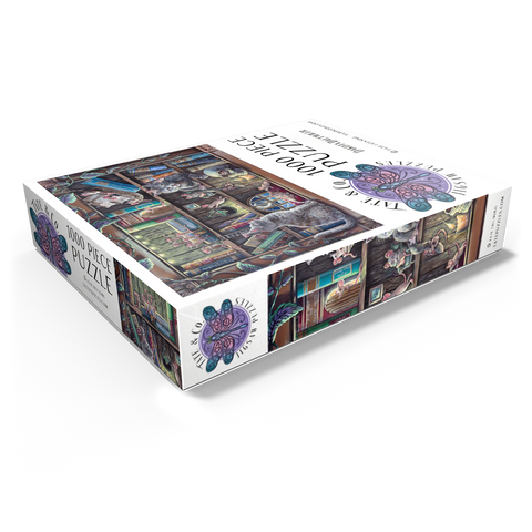 Cat & Mouse Library Bookshelf - Dakota Daetwiler 1000 Jigsaw Puzzle box view1