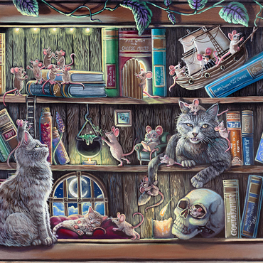 Cat & Mouse Library Bookshelf - Dakota Daetwiler 1000 Jigsaw Puzzle 3D Modell