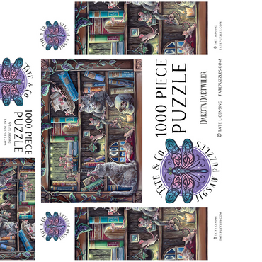 Cat & Mouse Library Bookshelf - Dakota Daetwiler 1000 Jigsaw Puzzle box 3D Modell