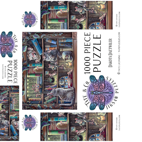 Cat & Mouse Library Bookshelf - Dakota Daetwiler 1000 Jigsaw Puzzle box 3D Modell