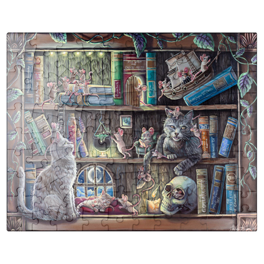 puzzleplate Cat & Mouse Library Bookshelf - Dakota Daetwiler 100 Jigsaw Puzzle