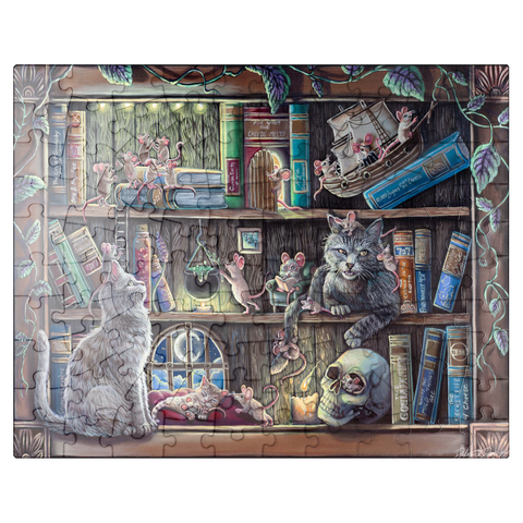puzzleplate Cat & Mouse Library Bookshelf - Dakota Daetwiler 100 Jigsaw Puzzle