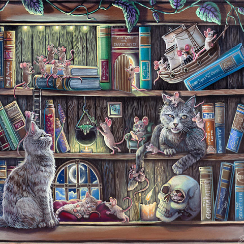 Cat & Mouse Library Bookshelf - Dakota Daetwiler 100 Jigsaw Puzzle 3D Modell