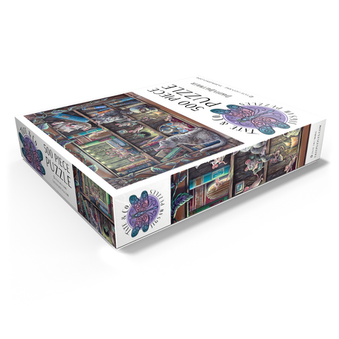Cat & Mouse Library Bookshelf - Dakota Daetwiler 500 Jigsaw Puzzle box view1