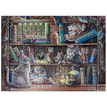 puzzleplate Cat & Mouse Library Bookshelf - Dakota Daetwiler 500 Jigsaw Puzzle
