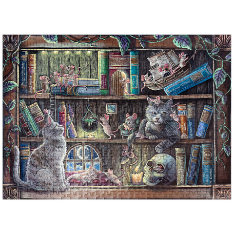 puzzleplate Cat & Mouse Library Bookshelf - Dakota Daetwiler 500 Jigsaw Puzzle