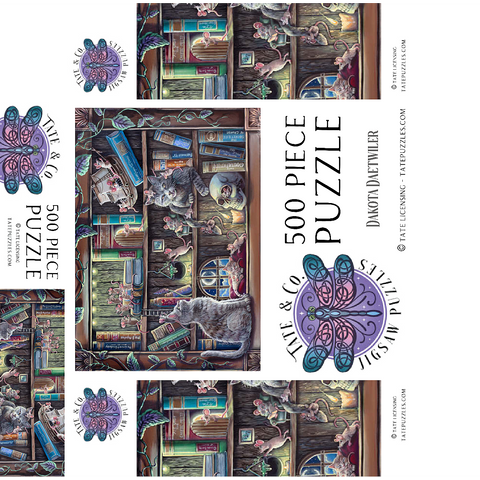 Cat & Mouse Library Bookshelf - Dakota Daetwiler 500 Jigsaw Puzzle box 3D Modell