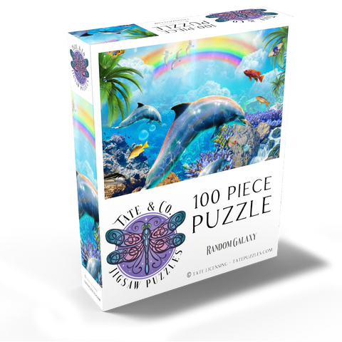 Rainbow Dolphin Exploring the Ocean Skies - Random Galaxy 100 Jigsaw Puzzle box view2