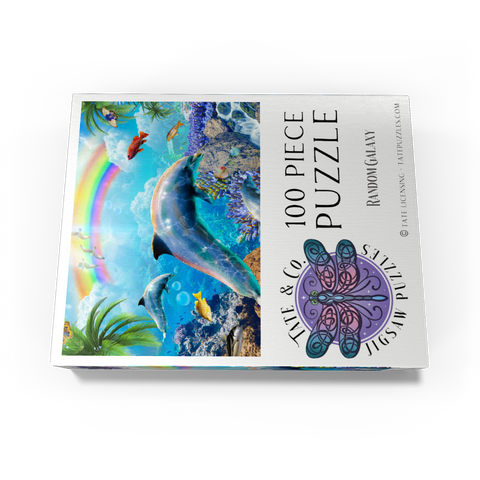 Rainbow Dolphin Exploring the Ocean Skies - Random Galaxy 100 Jigsaw Puzzle box view3