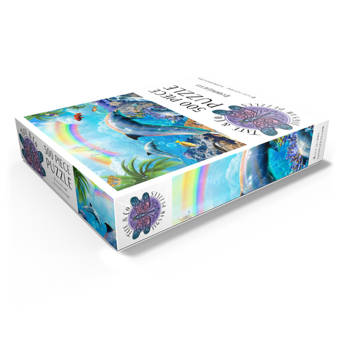 Rainbow Dolphin Exploring the Ocean Skies - Random Galaxy 500 Jigsaw Puzzle box view1