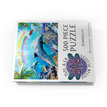 Rainbow Dolphin Exploring the Ocean Skies - Random Galaxy 500 Jigsaw Puzzle box view3