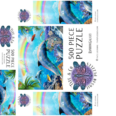 Rainbow Dolphin Exploring the Ocean Skies - Random Galaxy 500 Jigsaw Puzzle box 3D Modell