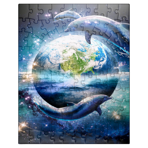 puzzleplate Star Dolphin from the Deep Space Seas - Random Galaxy 100 Jigsaw Puzzle