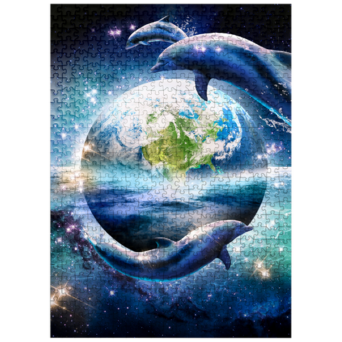puzzleplate Star Dolphin from the Deep Space Seas - Random Galaxy 500 Jigsaw Puzzle