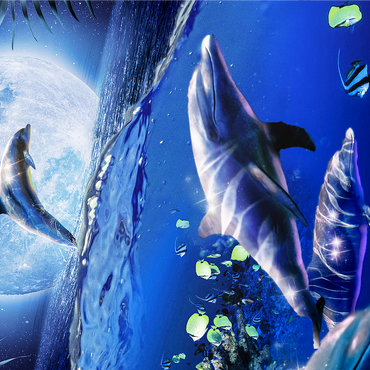 Moonlight Dolphin Gliding Through the Night Ocean - Random Galaxy 1000 Jigsaw Puzzle 3D Modell