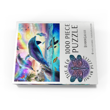 Cosmic Rainbow Dolphin of the Outer Seas - Random Galaxy 1000 Jigsaw Puzzle box view3