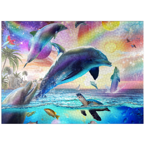 puzzleplate Cosmic Rainbow Dolphin of the Outer Seas - Random Galaxy 1000 Jigsaw Puzzle
