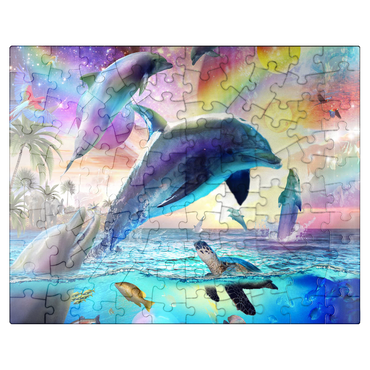 puzzleplate Cosmic Rainbow Dolphin of the Outer Seas - Random Galaxy 100 Jigsaw Puzzle
