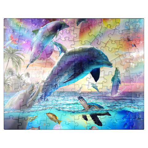 puzzleplate Cosmic Rainbow Dolphin of the Outer Seas - Random Galaxy 100 Jigsaw Puzzle