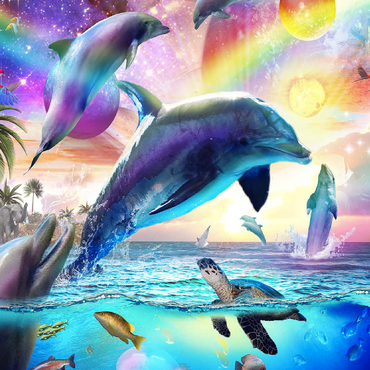 Cosmic Rainbow Dolphin of the Outer Seas - Random Galaxy 100 Jigsaw Puzzle 3D Modell