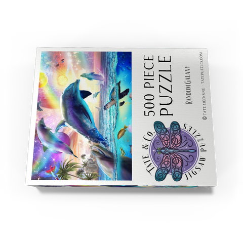 Cosmic Rainbow Dolphin of the Outer Seas - Random Galaxy 500 Jigsaw Puzzle box view3